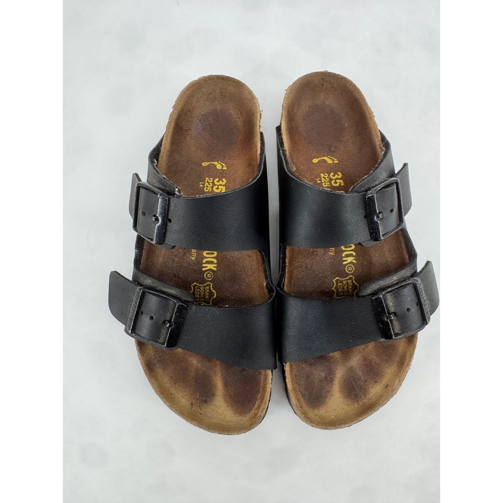 Birkenstock Arizona Black Birko-Flor Two Strap Buckle Sandals Size 35 L4